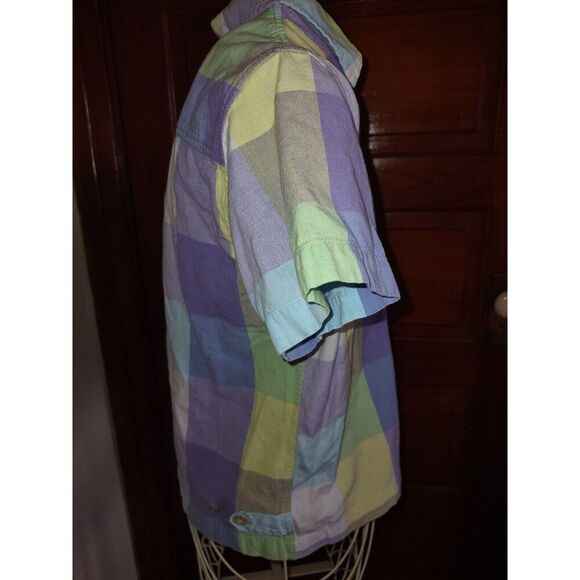 5/$25 Sz Sm Lavender Green Yellow Plaid Zipper Front Jacket Blazer Top Pockets - Picture 5 of 6